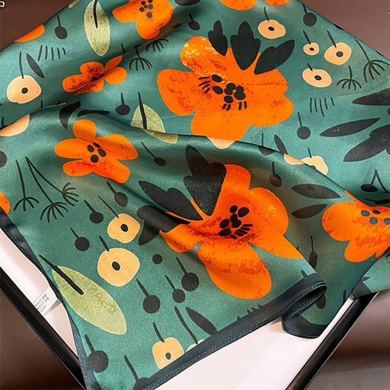 Foulard carré de soie 50 - Fleurs Ardentes-Maison Berettini