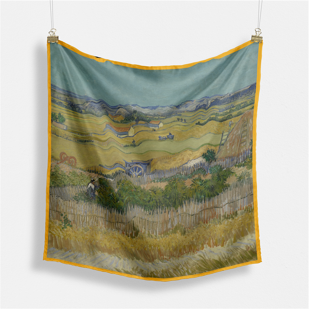 Foulard carré de soie 50 - Les Moissons, Van Gogh-Maison Berettini