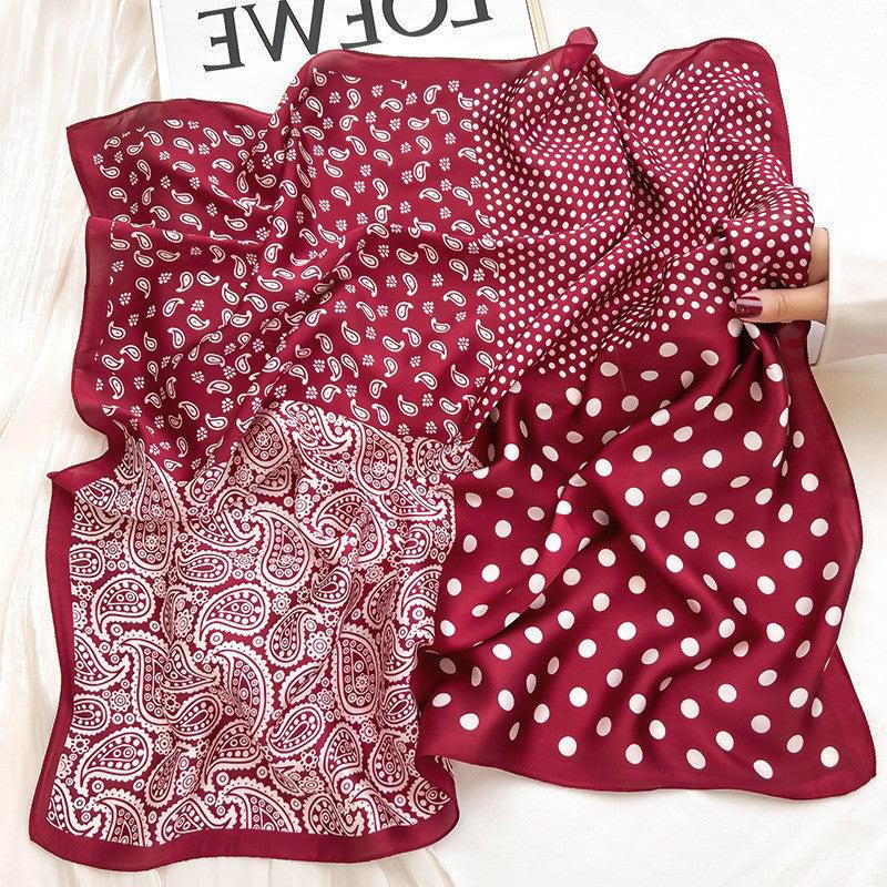 Foulard carré de soie 70 - Patchwork Western Rouge