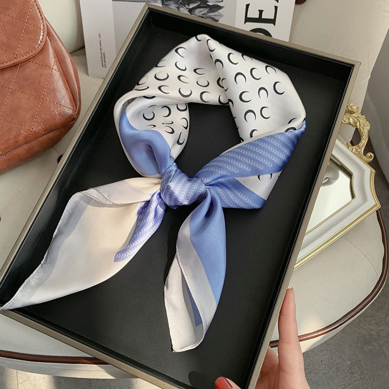 Foulard carré de soie 70 - Architecture Indigo