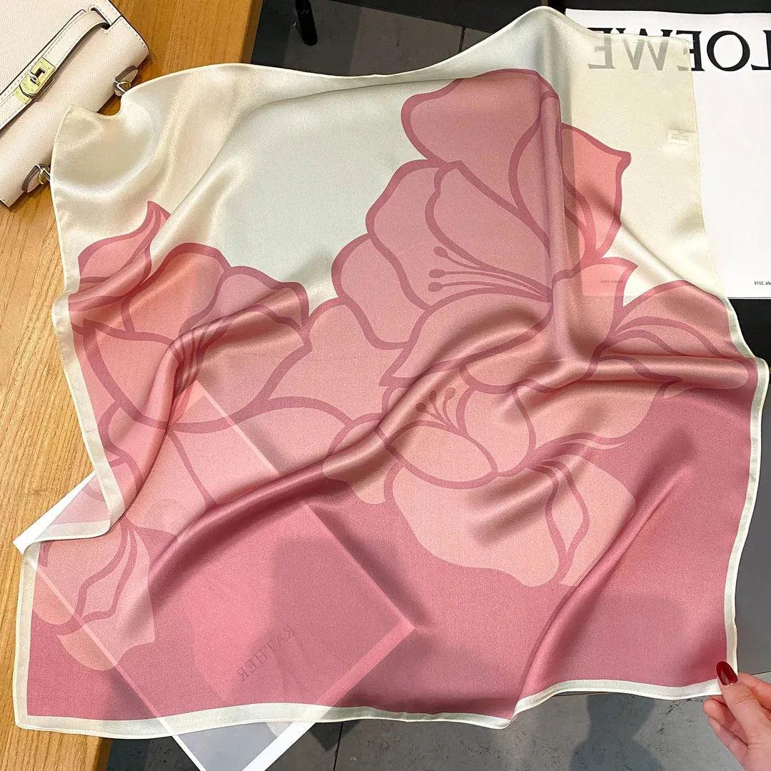 Foulard carré de soie 70 - L'Hibiscus Rose-Maison Berettini