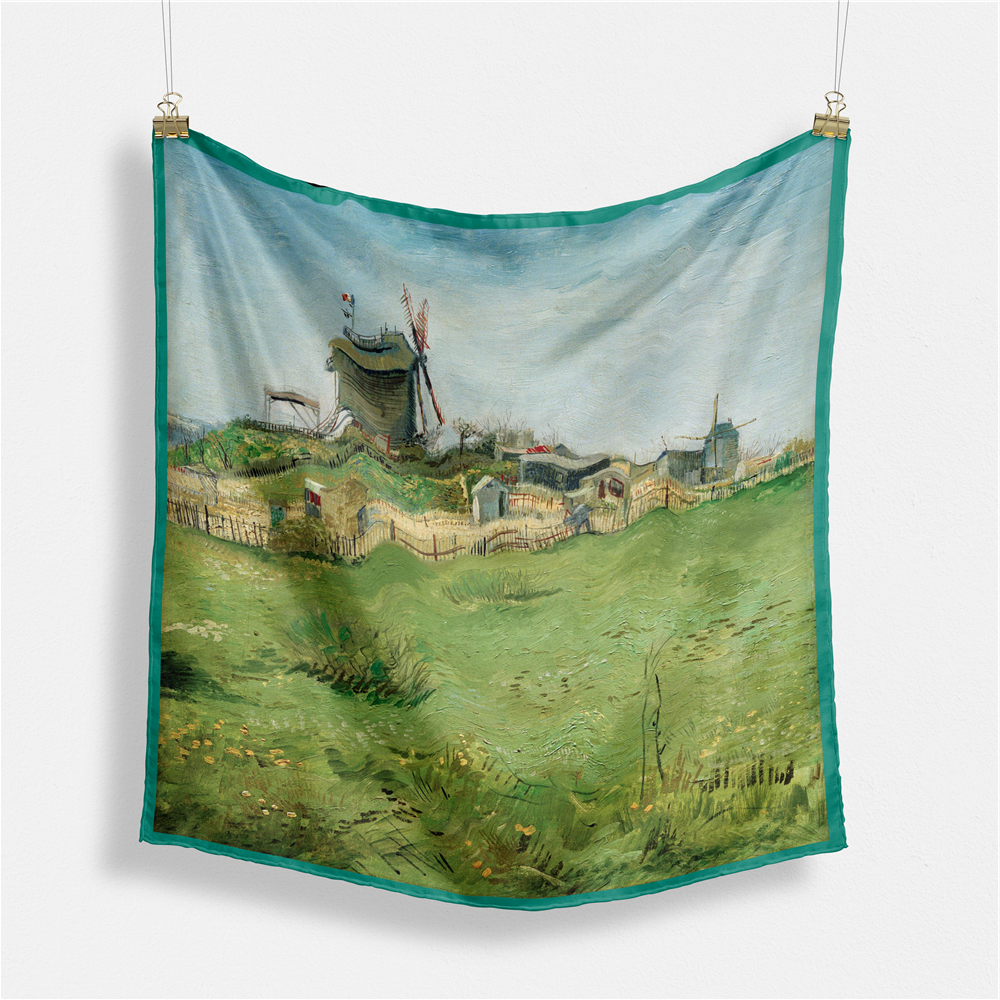 Foulard carré de soie 50 - Le moulin à galette, Van Gogh-Maison Berettini