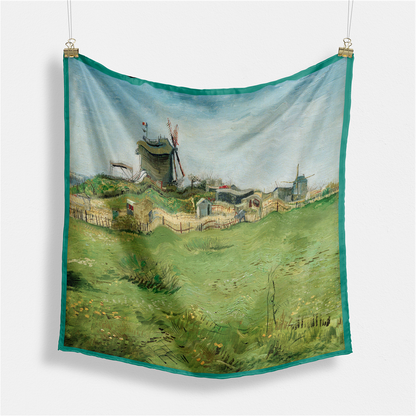 Foulard carré de soie 50 - Le moulin à galette, Van Gogh-Maison Berettini