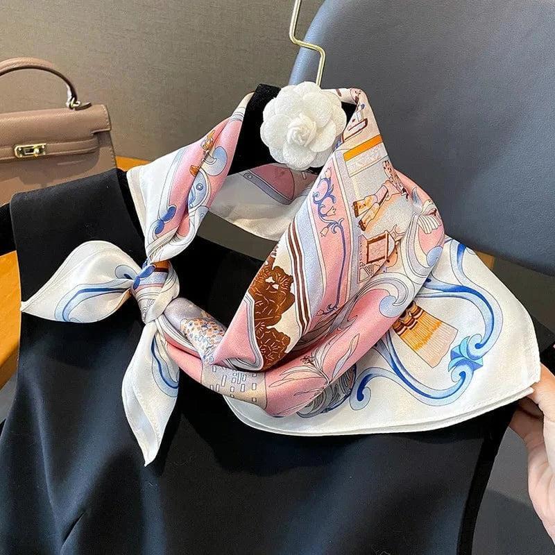 Foulard carré de soie 50 - Le Palais rose-Maison Berettini