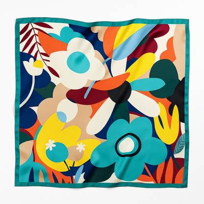 Foulard carré de soie 70 - Bouquet Tropical