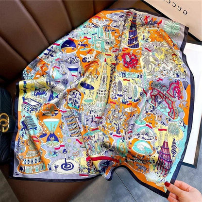 Foulard carré de soie - Voyage des Merveilles-Maison Berettini