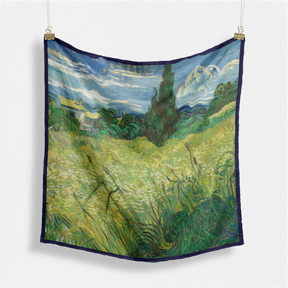 Foulard carré de soie 50 - Champ de blé, Van Gogh-Maison Berettini