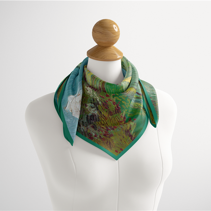 Foulard carré de soie 50 - Champs de blé sous un ciel nuageux, Van Gogh-Maison Berettini