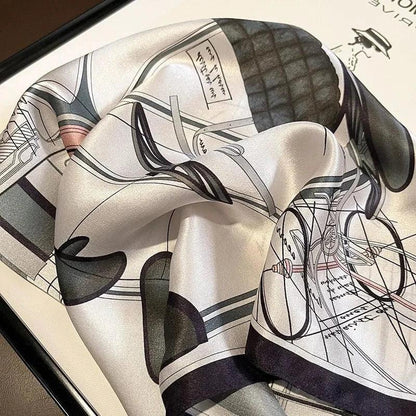 Foulard carré de soie 50 - L'Esquisse Mécanique Blanc-Maison Berettini