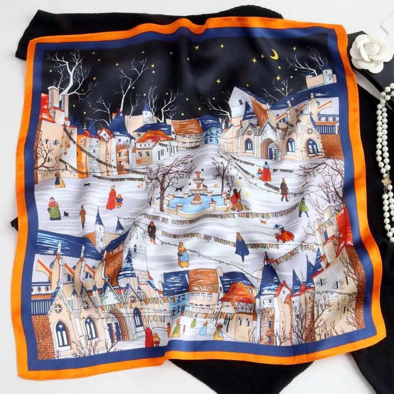 Foulard carré de soie 50 - L'Hiver en Lumière-Maison Berettini