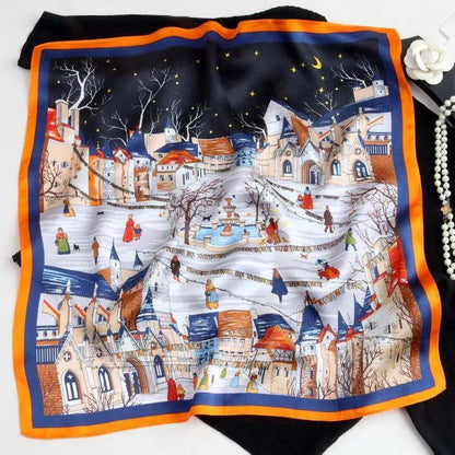 Foulard carré de soie 50 - L'Hiver en Lumière-Maison Berettini