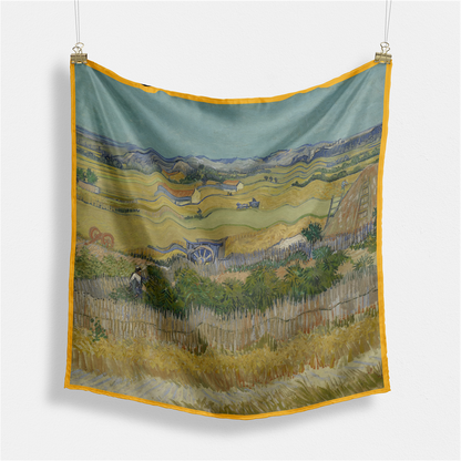 Foulard carré de soie 50 - Les Moissons, Van Gogh-Maison Berettini