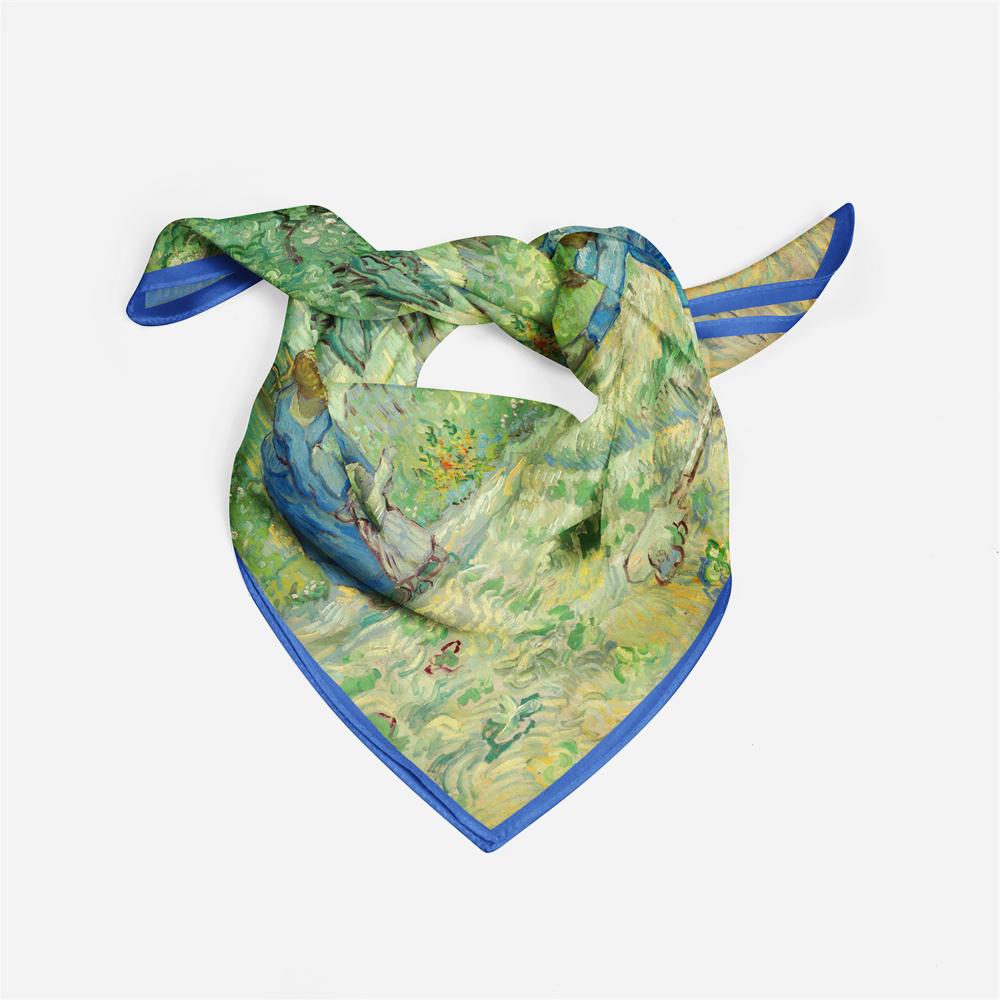 Foulard carré de soie 50 - Les Premiers Pas, Van Gogh-Maison Berettini