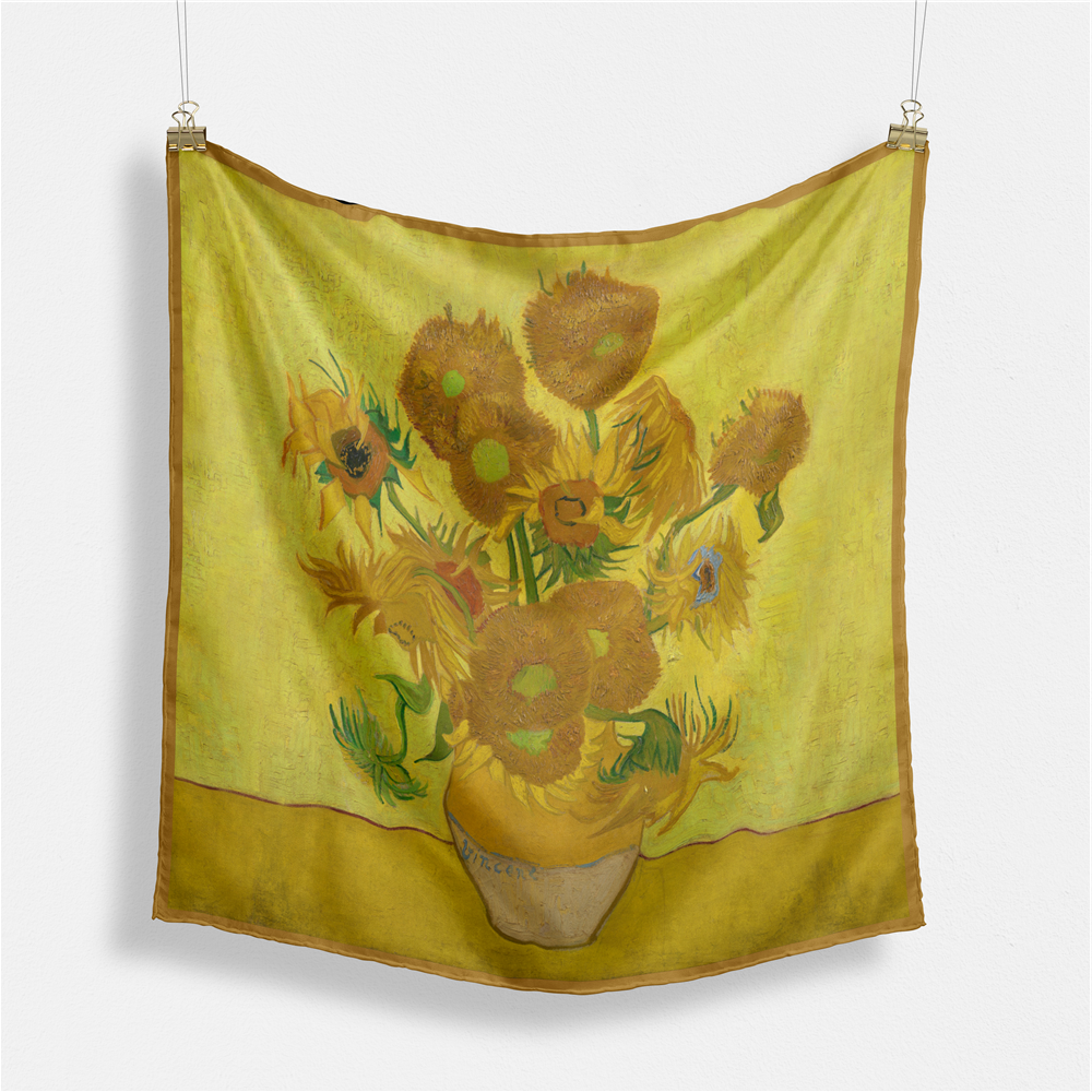 Foulard carré de soie 50 - Les Tournesols, Van Gogh-Maison Berettini