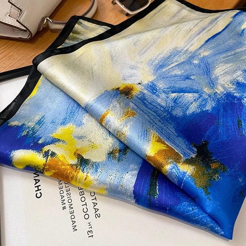 Foulard carré de soie 50 - Onde Électrique-Maison Berettini