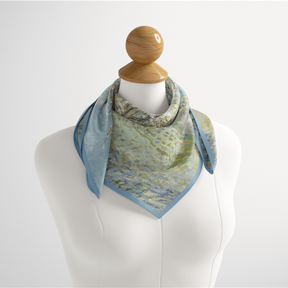 Foulard carré de soie 50 - Pêcher en fleurs, Van Gogh-Maison Berettini