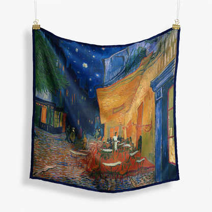 Foulard carré de soie 50 - Terrasse de café le soir, Van Gogh-Maison Berettini