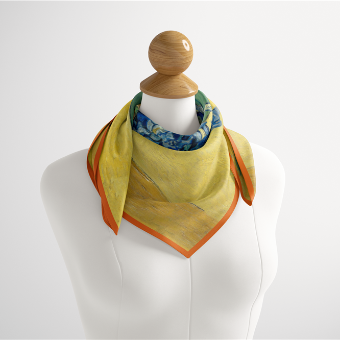 Foulard carré de soie 50 - Vase avec iris, Van Gogh-Maison Berettini