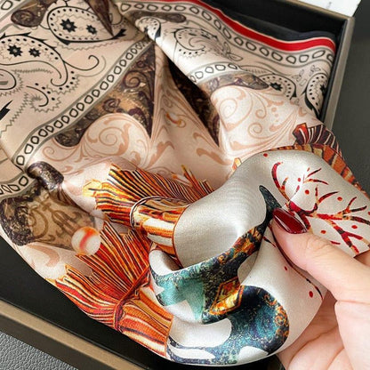 Foulard carré de soie 70 - Cerf Solaire Rouge-Maison Berettini