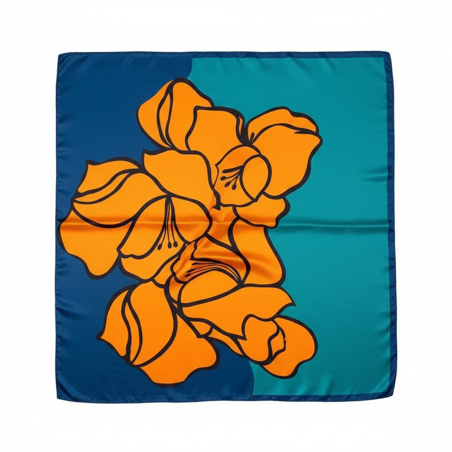 Foulard carré de soie 70 - L’Hibiscus Orange