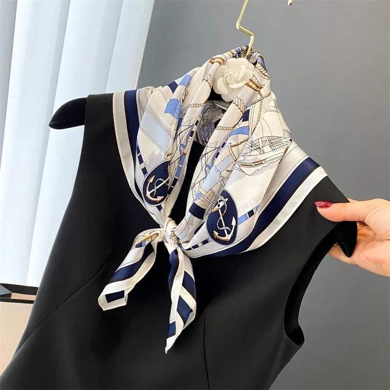 Foulard carré de soie 70 - L'Écume Royale-Maison Berettini