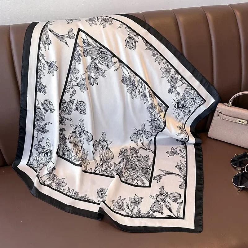 Foulard carré de soie 70 - Le Jardin à l’Encre-Maison Berettini