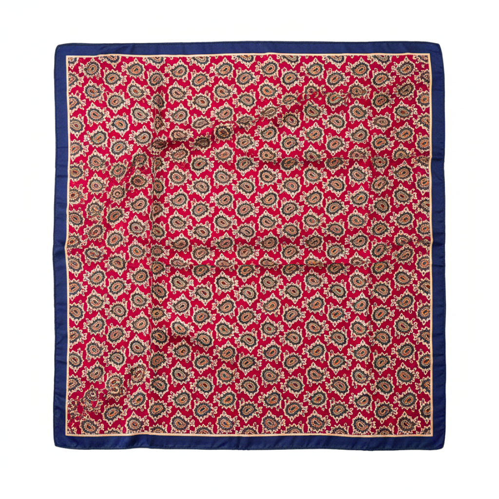 Foulard carré de soie 70 - Le Paisley Rouge