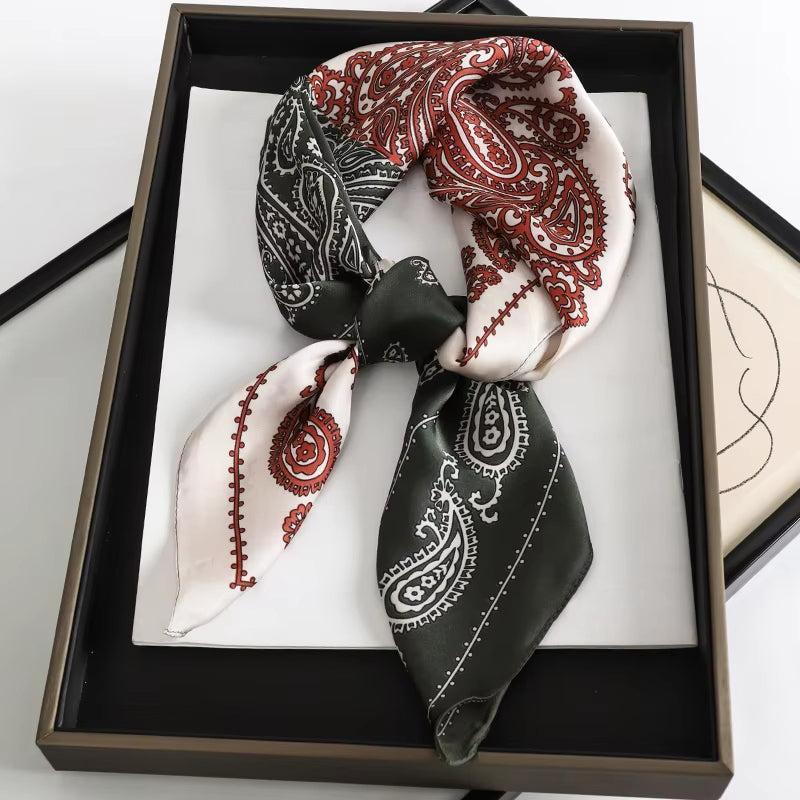 Foulard carré de soie 70 - Paisley Contrast-Maison Berettini