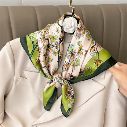 Foulard carré de soie -Fleurs Printanières