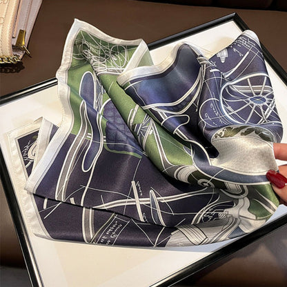 Foulard carré de soie 50 - L'Esquisse Mécanique Vert