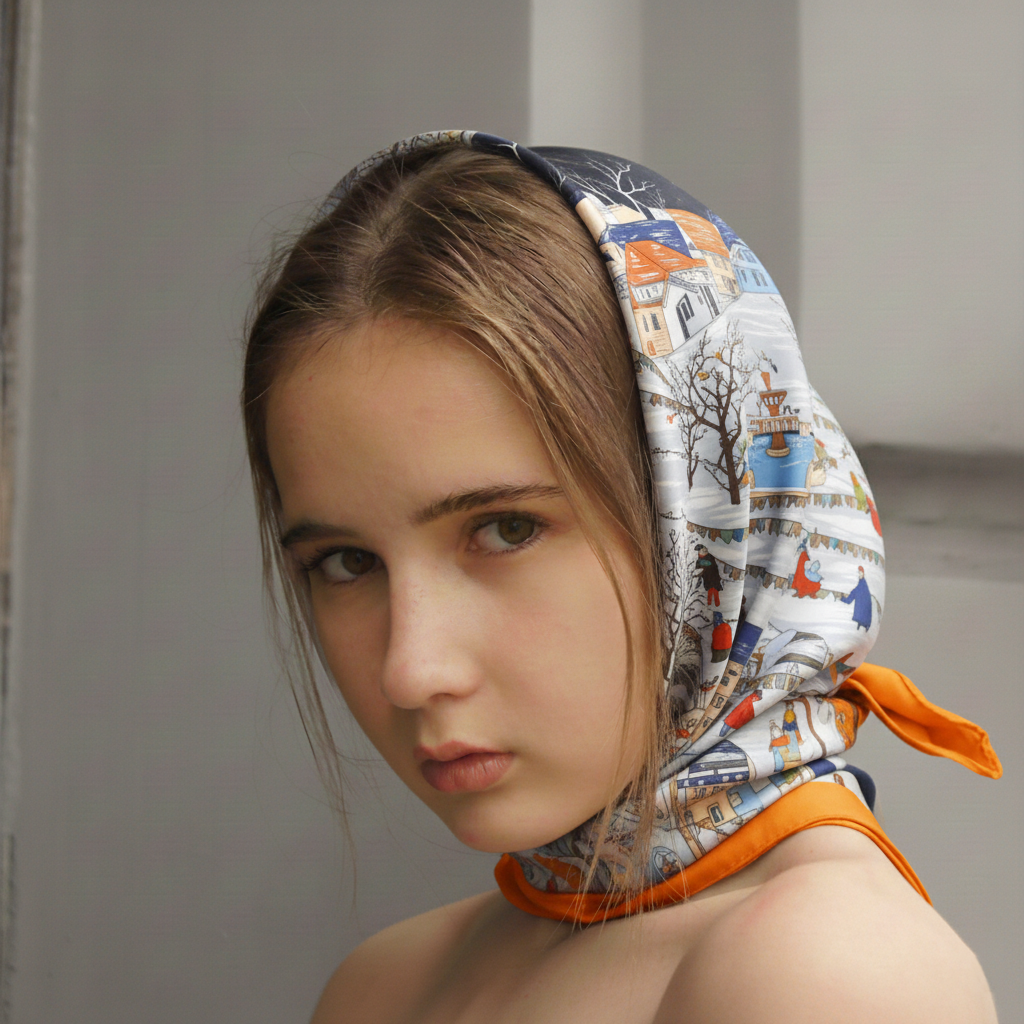 Foulard carré de soie 50 - L'Hiver en Lumière