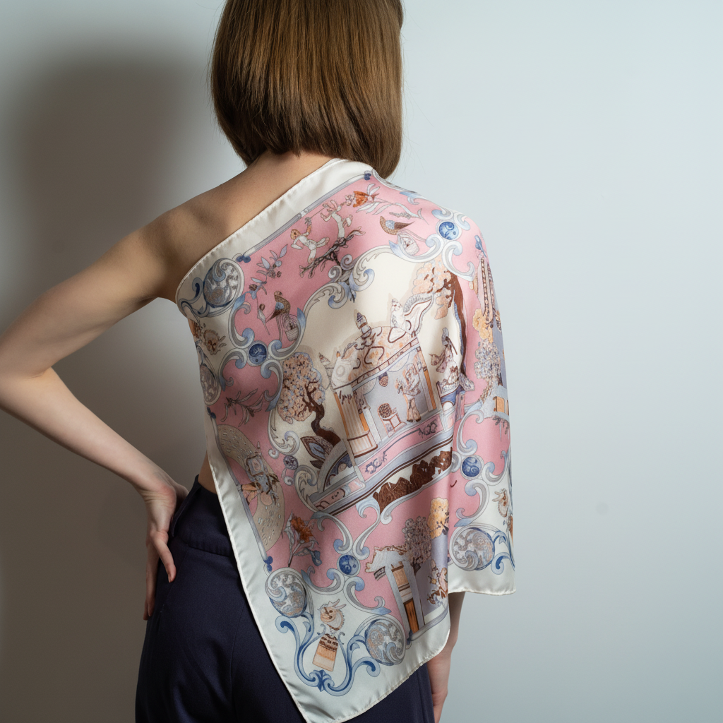 Foulard carré de soie 50 - Le Palais rose