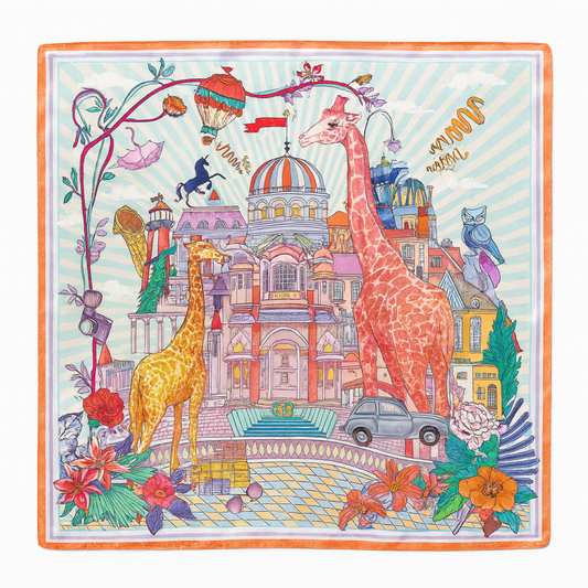 Foulard carré de soie 50 - Le Safari Urbain