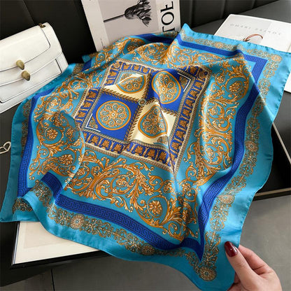Foulard carré de soie 70 - Barocco Azzurro
