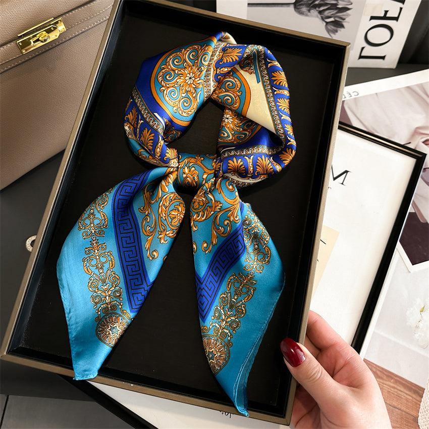 Foulard carré de soie 70 - Barocco Azzurro