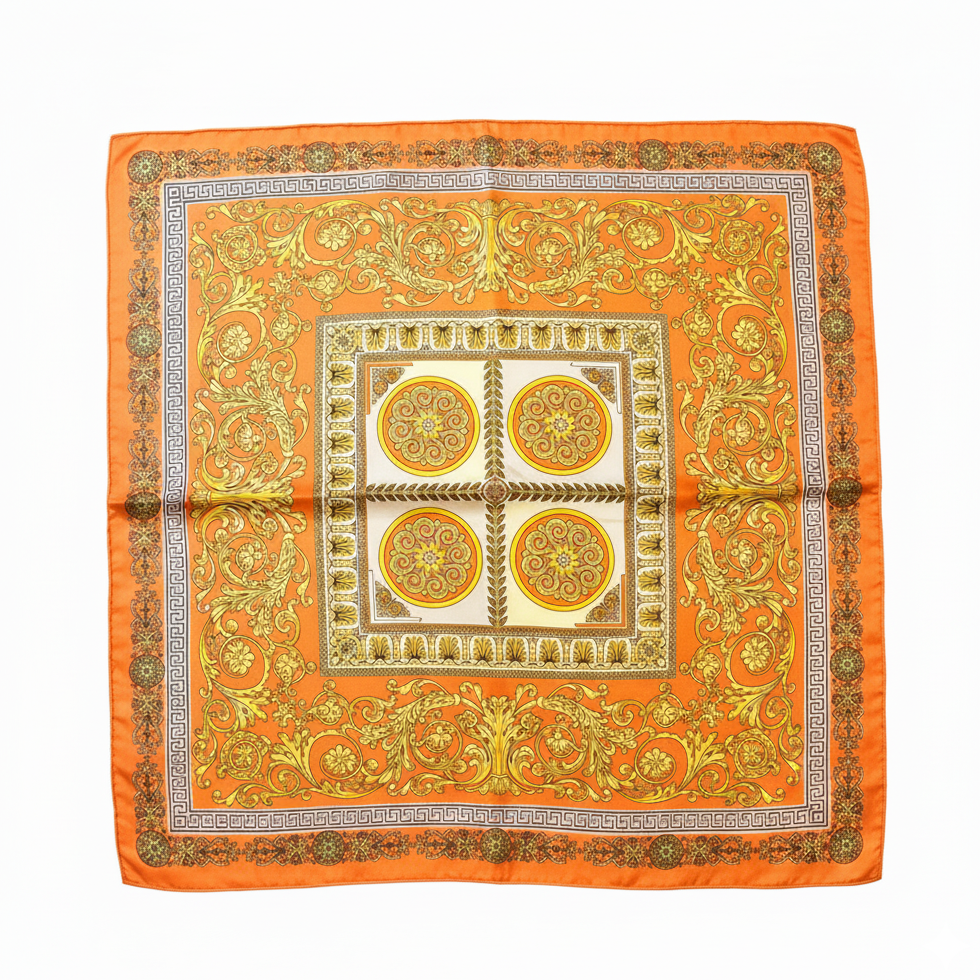 Foulard carré de soie 70 - Barocco Fiamma