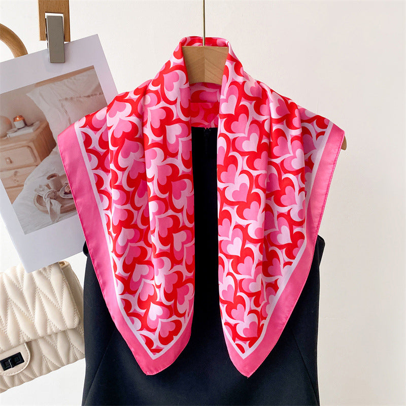 Foulard carré de soie 70 - Cœurs Pop