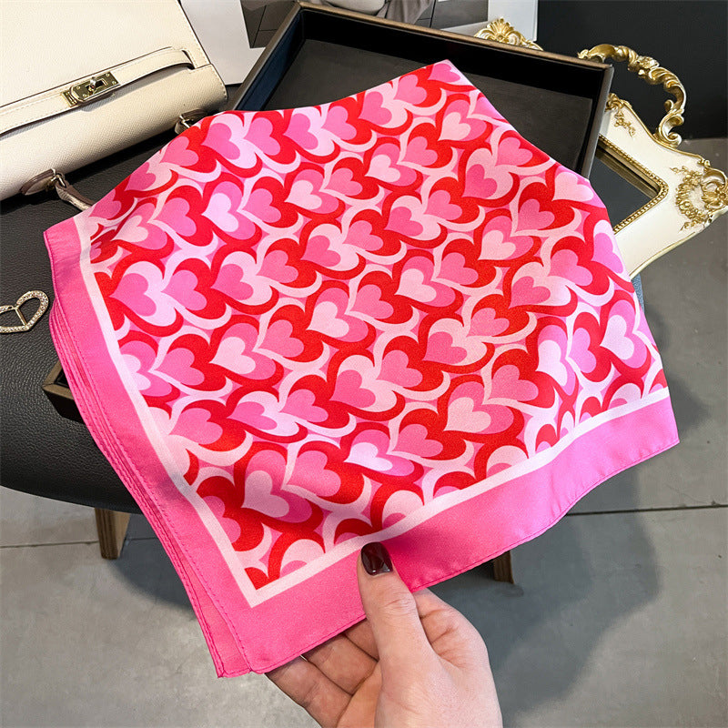 Foulard carré de soie 70 - Cœurs Pop