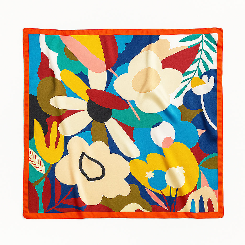 Foulard carré de soie 70 - Explosion Florale