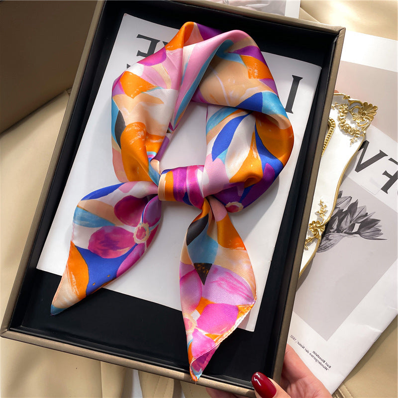 Foulard carré de soie 70 - Fleurs Solaires