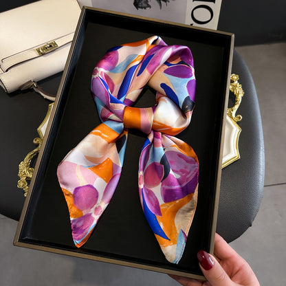 Foulard carré de soie 70 - Fleurs Solaires