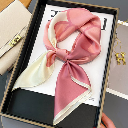 Foulard carré de soie 70 - L'Hibiscus Rose