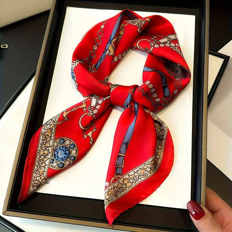 Foulard carré de soie 70 - L'Ornement Cavalier Rouge