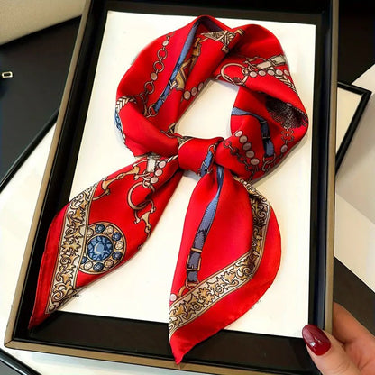 Foulard carré de soie 70 - L'Ornement Cavalier Rouge