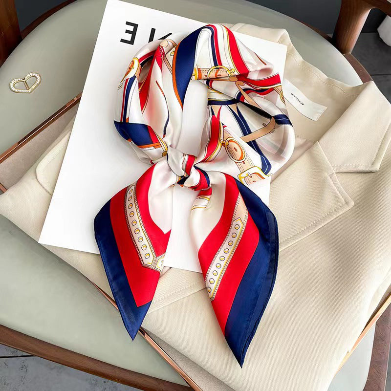 Foulard carré de soie 70 - La Ronde Équestre Rouge