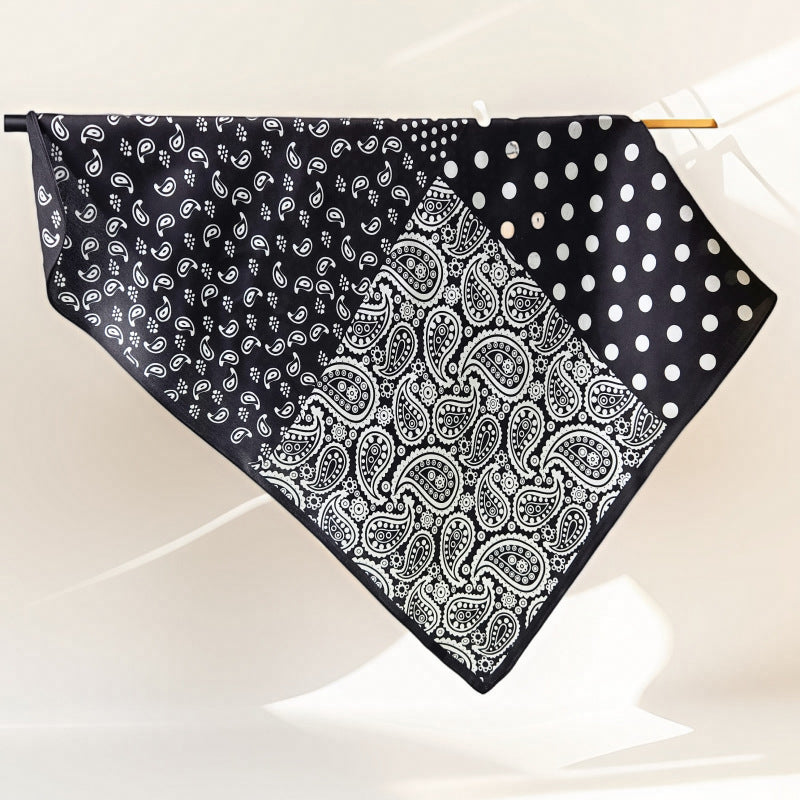 Foulard carré de soie 70 - Paisley Noir