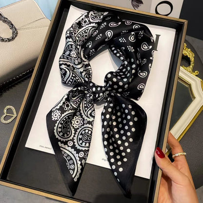 Foulard carré de soie 70 - Paisley Noir