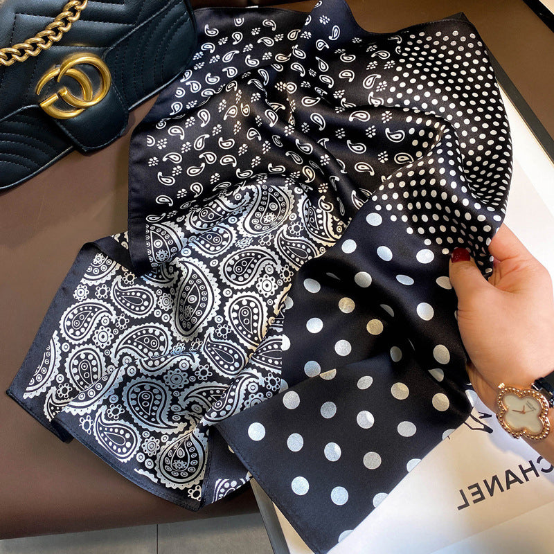 Foulard carré de soie 70 - Paisley Noir