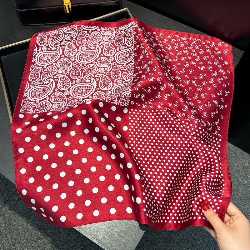 Foulard carré de soie 70 - Patchwork Western Rouge