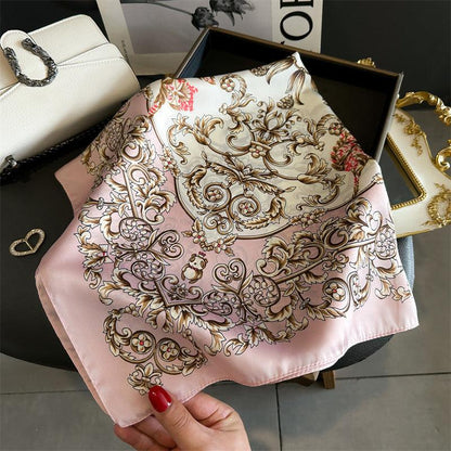 Foulard carré de soie 70 - Rosée Baroque